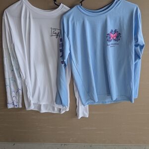 White and Blue Long Sleeve Tees Casual Cotton Blend